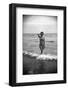 Bernadette Lafont, as a young woman, on the beach, south of France, c. 1955 (b/w photo)-null-Framed Photo