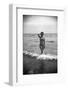 Bernadette Lafont, as a young woman, on the beach, south of France, c. 1955 (b/w photo)-null-Framed Photo