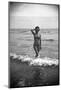 Bernadette Lafont, as a young woman, on the beach, south of France, c. 1955 (b/w photo)-null-Mounted Photo