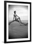 Bernadette Lafont, as a young woman, on the beach, south of France, c. 1955 (b/w photo)-null-Framed Photo