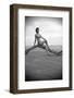 Bernadette Lafont, as a young woman, on the beach, south of France, c. 1955 (b/w photo)-null-Framed Photo