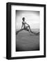 Bernadette Lafont, as a young woman, on the beach, south of France, c. 1955 (b/w photo)-null-Framed Photo