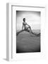 Bernadette Lafont, as a young woman, on the beach, south of France, c. 1955 (b/w photo)-null-Framed Photo