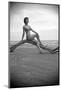 Bernadette Lafont, as a young woman, on the beach, south of France, c. 1955 (b/w photo)-null-Mounted Photo