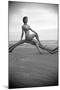 Bernadette Lafont, as a young woman, on the beach, south of France, c. 1955 (b/w photo)-null-Mounted Photo