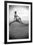 Bernadette Lafont, as a young woman, on the beach, south of France, c. 1955 (b/w photo)-null-Framed Photo