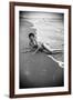 Bernadette Lafont, as a young woman, on the beach, south of France, c. 1955 (b/w photo)-null-Framed Photo