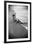 Bernadette Lafont, as a young woman, on the beach, south of France, c. 1955 (b/w photo)-null-Framed Photo