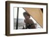 Bernadette Lafont, as a young woman, on the beach, south of France, c. 1955 (photo)-null-Framed Photo