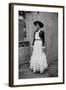 Bernadette Lafont, as a young woman, with traditional suit from Nimes, c. 1954 (b/w photo)-null-Framed Photo