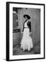 Bernadette Lafont, as a young woman, with traditional suit from Nimes, c. 1954 (b/w photo)-null-Framed Photo