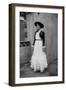 Bernadette Lafont, as a young woman, with traditional suit from Nimes, c. 1954 (b/w photo)-null-Framed Photo