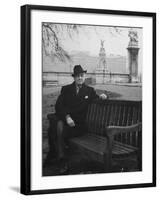 Bernard Baruch Sitting Alone on a Bench in St. James Park-Bob Landry-Framed Premium Photographic Print