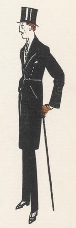 Gentleman in Evening Dress and a Topcoat Similar to a Frock Coat with a Seam at the Waist