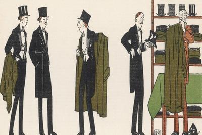 Gentlemen in Evening Dress Queue to Collect Their Overcoats from the Cloakroom