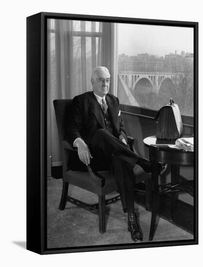 Bernard M. Baruch Sitting by the Window, Overlooking Rock Creek Park-null-Framed Stretched Canvas