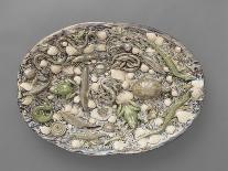 Plaque ajourée : branche de corail blanc et coquillages jaunes-Bernard Palissy-Giclee Print