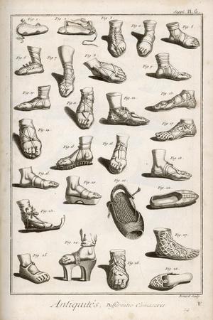 Selection of Ancient and Not So Ancient Footwear Including Various Styles of Sandal