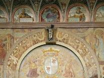 Annunciation, Flanking Entrance, and Prophets, in Lunettes of Shell-Bernardino De Rossi-Framed Stretched Canvas