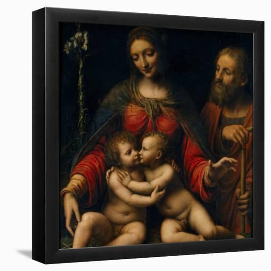 Bernardino Luini / 'The Holy Family', 16th century, Italian School, Oil on panel, 100 cm x 84 cm...-BERNARDINO LUINI-Framed Poster