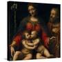 Bernardino Luini / 'The Holy Family', 16th century, Italian School, Oil on panel, 100 cm x 84 cm...-BERNARDINO LUINI-Stretched Canvas