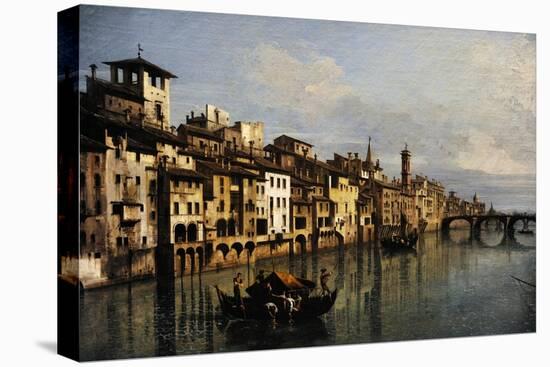 Bernardo Bellotto (1721-1780). The River Arno in Florence, 1742-Bernardo Bellotto-Stretched Canvas