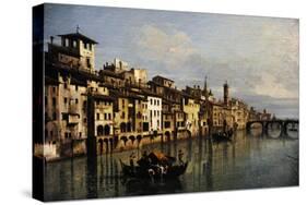 Bernardo Bellotto (1721-1780). The River Arno in Florence, 1742-Bernardo Bellotto-Stretched Canvas