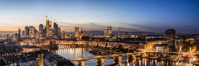 Germany, Hesse, Frankfurt Am Main, Financial District, Skyline with Iron Footbridge at Dusk-Bernd Wittelsbach-Photographic Print