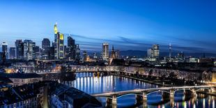 Germany, Hesse, Frankfurt on the Main, Skyline with Ignaz Bubis Bridge at Dusk-Bernd Wittelsbach-Photographic Print