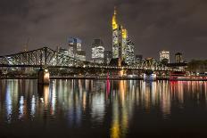 Germany, Hesse, Frankfurt on the Main, Skyline with Ignaz Bubis Bridge at Dusk-Bernd Wittelsbach-Photographic Print