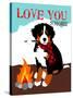 Bernese Mountain Dog - Love You S'More-Ginger Oliphant-Stretched Canvas