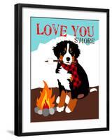 Bernese Mountain Dog - Love You S'More-Ginger Oliphant-Framed Art Print