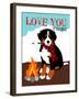 Bernese Mountain Dog - Love You S'More-Ginger Oliphant-Framed Art Print