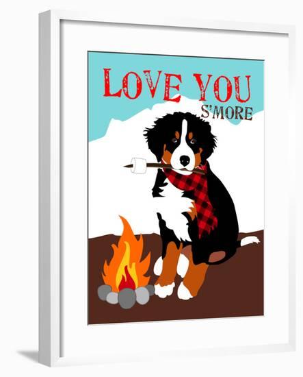 Bernese Mountain Dog - Love You S'More-Ginger Oliphant-Framed Art Print