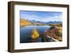 Bernina Group and Pizzo Scalino seen from Lago Arcoglio surrounded by yellow larches, Valmalenco-Roberto Moiola-Framed Photographic Print