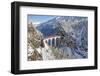 Bernina Train at Landwasser Viaduct, UNESCO World Heritage, Engadine, Switzerland-ClickAlps-Framed Premium Photographic Print