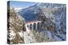 Bernina Train at Landwasser Viaduct, UNESCO World Heritage, Engadine, Switzerland-ClickAlps-Stretched Canvas