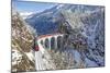 Bernina Train at Landwasser Viaduct, UNESCO World Heritage, Engadine, Switzerland-ClickAlps-Mounted Photographic Print