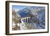 Bernina Train at Landwasser Viaduct, UNESCO World Heritage, Engadine, Switzerland-ClickAlps-Framed Photographic Print