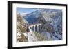 Bernina Train at Landwasser Viaduct, UNESCO World Heritage, Engadine, Switzerland-ClickAlps-Framed Photographic Print