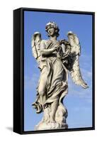 Bernini's Breezy Maniac Angels Statue on the Ponte Sant'Angelo, Rome, Lazio, Italy-Stuart Black-Framed Stretched Canvas