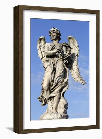 Bernini's Breezy Maniac Angels Statue on the Ponte Sant'Angelo, Rome, Lazio, Italy-Stuart Black-Framed Photographic Print