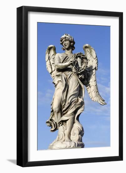 Bernini's Breezy Maniac Angels Statue on the Ponte Sant'Angelo, Rome, Lazio, Italy-Stuart Black-Framed Photographic Print