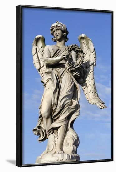 Bernini's Breezy Maniac Angels Statue on the Ponte Sant'Angelo, Rome, Lazio, Italy-Stuart Black-Framed Photographic Print