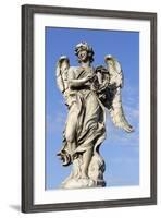 Bernini's Breezy Maniac Angels Statue on the Ponte Sant'Angelo, Rome, Lazio, Italy-Stuart Black-Framed Photographic Print