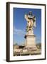 Bernini's Breezy Maniac Angels Statue on the Ponte Sant'Angelo with St. Peter's Basilica Behind-Stuart Black-Framed Photographic Print