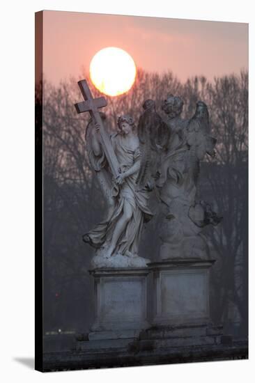 Bernini's Breezy Maniac Angels Statues on the Ponte Sant'Angelo at Sunrise, Rome, Lazio, Italy-Stuart Black-Stretched Canvas