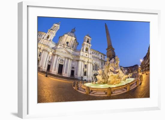 Bernini's Fountain of the Four Rivers and Church of Sant'Agnese in Agone at Night-Stuart Black-Framed Photographic Print