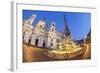 Bernini's Fountain of the Four Rivers and Church of Sant'Agnese in Agone at Night-Stuart Black-Framed Photographic Print