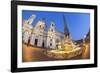 Bernini's Fountain of the Four Rivers and Church of Sant'Agnese in Agone at Night-Stuart Black-Framed Photographic Print